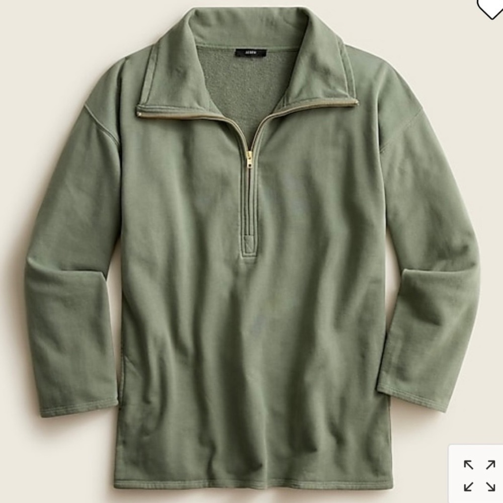 J.Crew University Terry Long Half-zip Tunic NWT